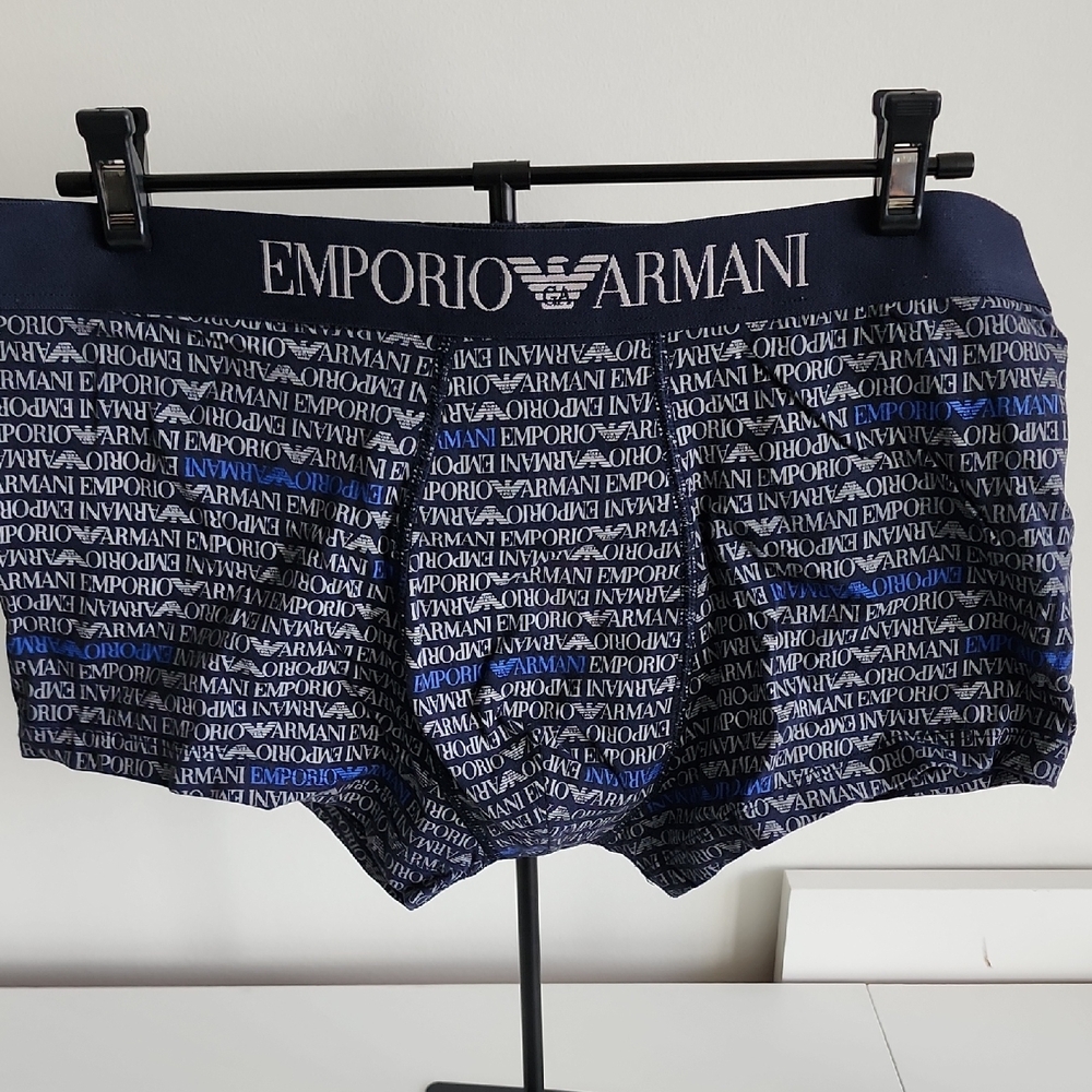 Emporio Armani Black and Blue Logo Boxer Briefs